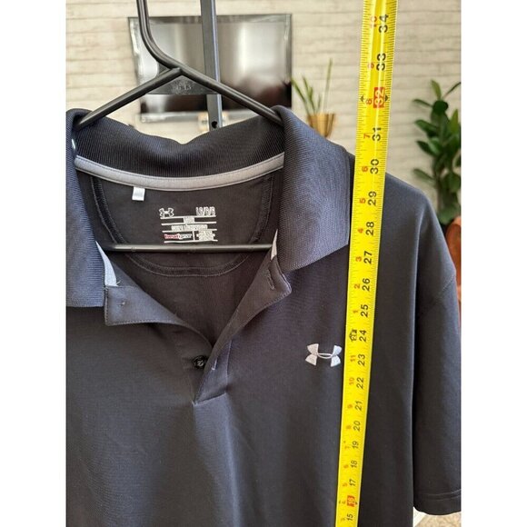 Under Armour Black/Pitch Gray Heat Gear Loose Fit Golf Polo Mens Size Large - Picture 5 of 6